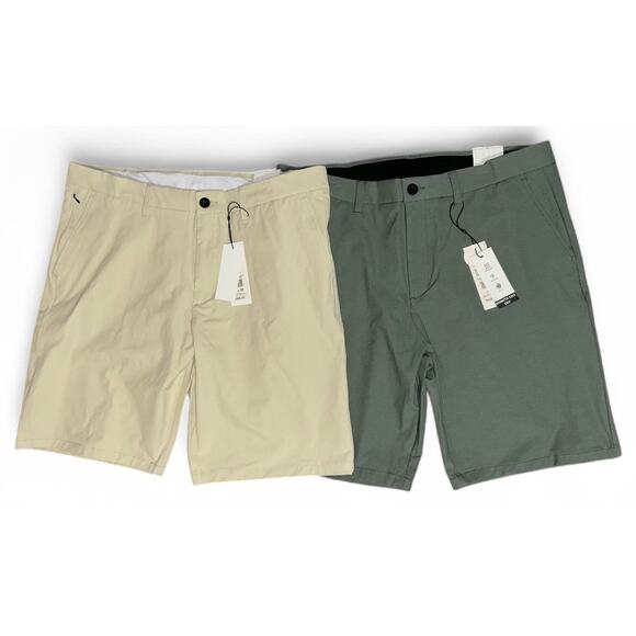 2 Pairs Kenneth Cole Men’s 38" Golf Shorts 9” Inseam, Stone, Moisture Wicking - Picture 1 of 6